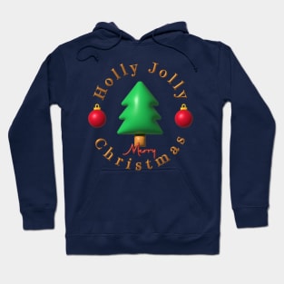 Holly Jolly Merry Christmas Tree Lettering Hoodie